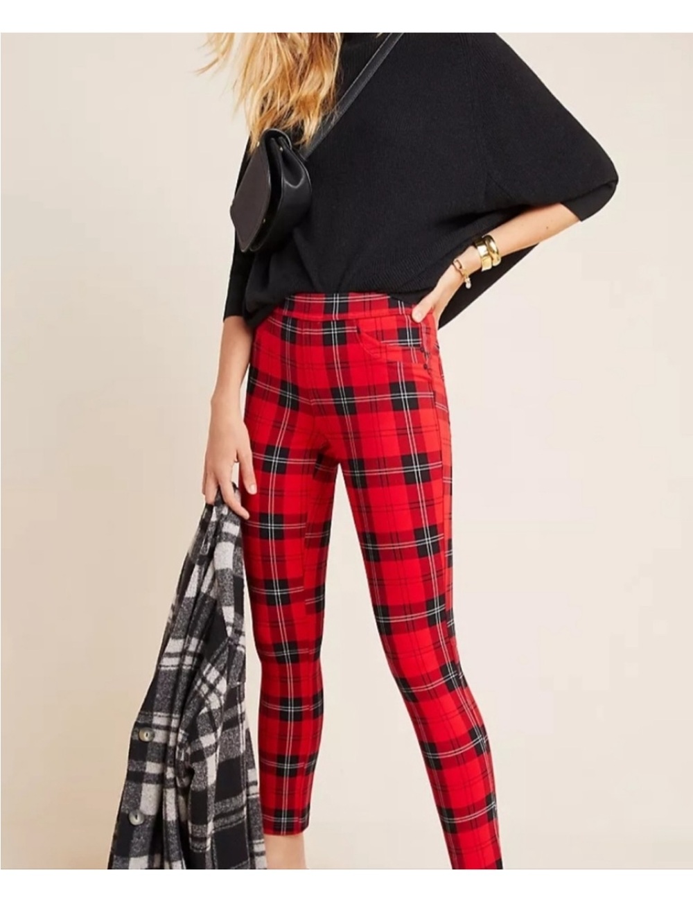 Sanctuary x Anthropologie Women's Runway Ponte Legging - Red Plaid, Size M